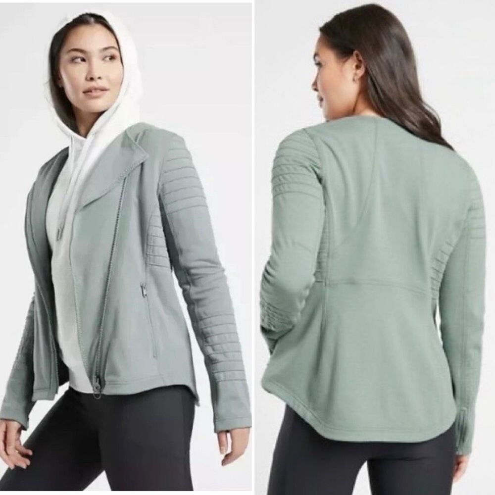 ATHLETA Minimalist Green Asymmetric Moto Jacket-M